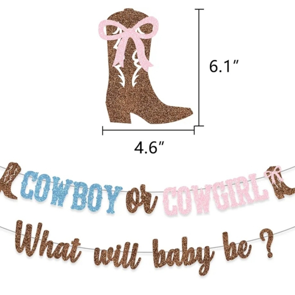 Cowboy or Cowgirl Baby Gender Reveal Decoration